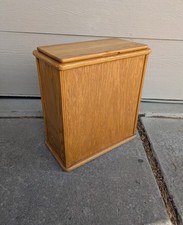 Vintage Rustic Country Oak Wood Laundry Hamper Bin Box with Lid T37
