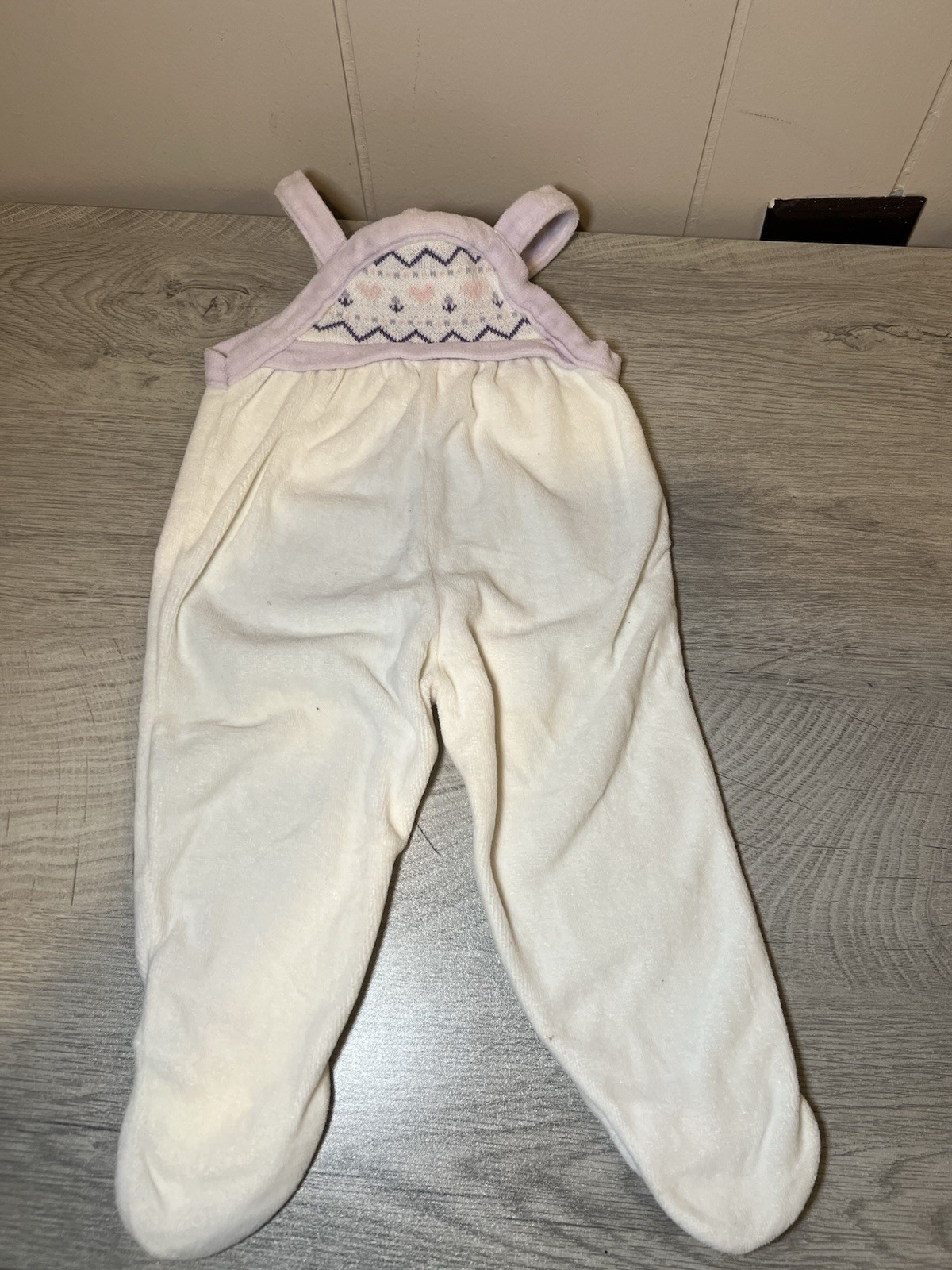 Mothercare Girls Overalls Purple White 0-6 Months Footed Anchor Heart  Vintage