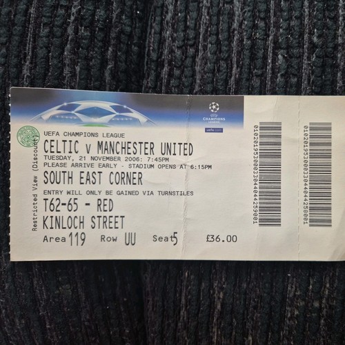 Celtic vs Manchester United Man Utd 2006 Champions League Ticket
