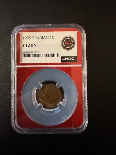 1909 S Indian Head Cent 1C NGC Fine 12 Brown, Low Mintage Key Date, No Reserve
