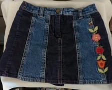 GYMBOREE GIRLS 6 YEARS JEAN DENIM SKIRT CORDUROY FLOWERS APPLE SHORTS INSIDE EUC