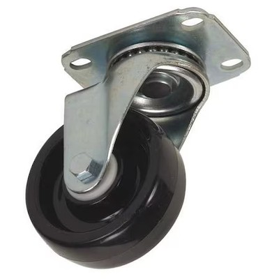 Swivel Nsf-Listed Plate Caster, Polyolfin, 4 In, 275 Lb, Blk,  4W912