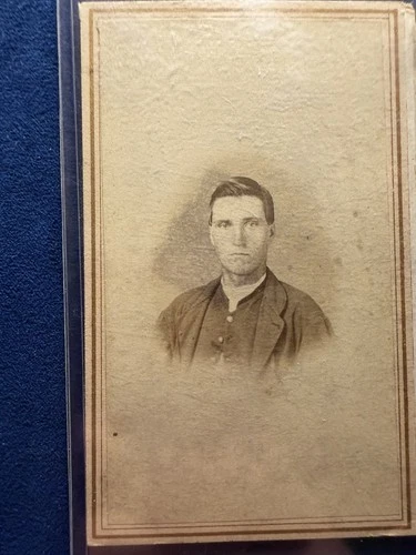 Civil War CDV Photo IDD Andrew Hughes 156th Illinois 1st Sergeant Tax Stamp