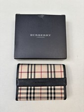 Authentic BURBERRY Nova Check Canvas Leather Beige Tri-fold Wallet With Box