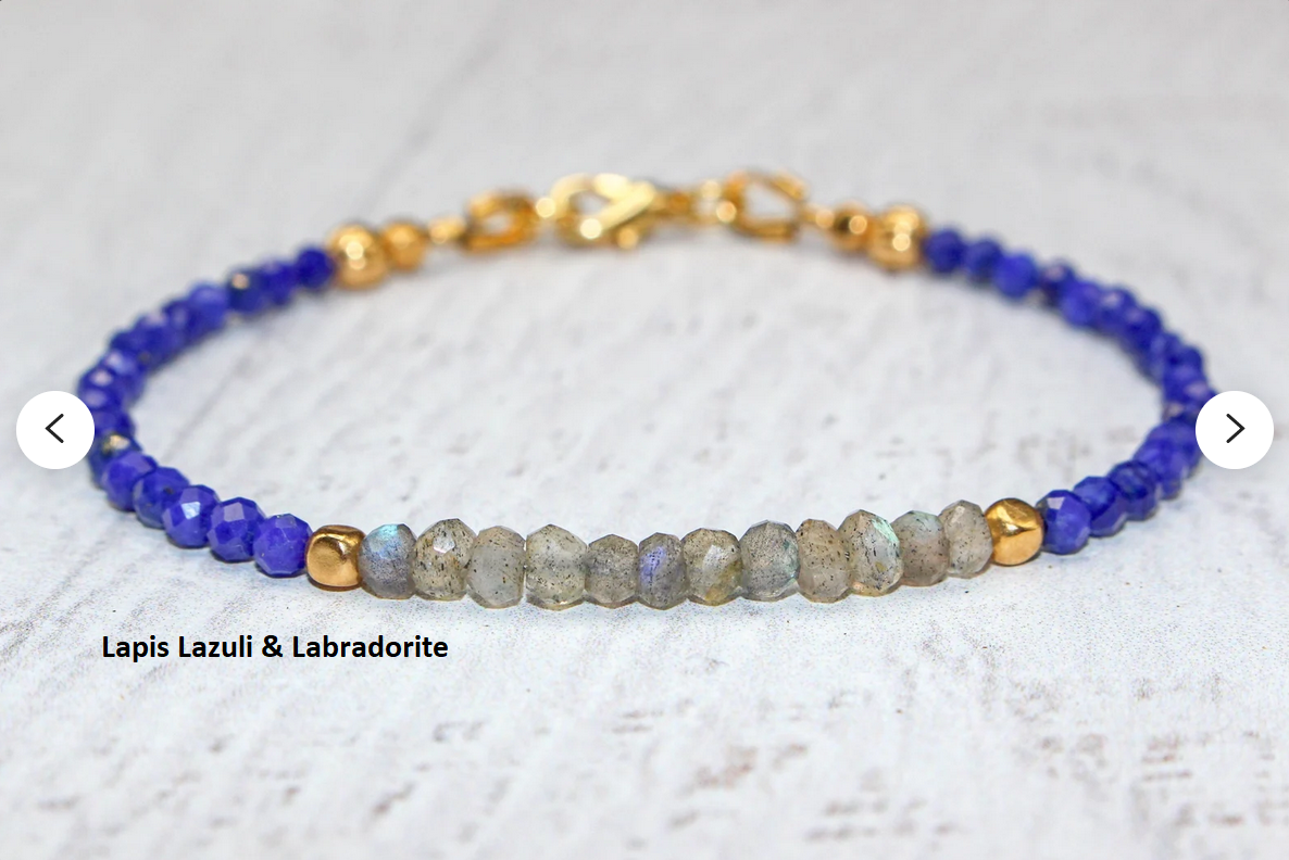 Lapis Lazuli And Labradorite Bracelet Dainty Bracelet Gemstone Bracelet Handmade