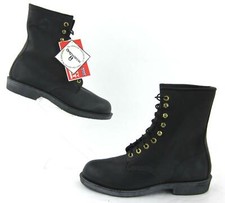 Vtg Georgia Boot 8" Steel Toe Safety Boots Black Leather Sz 8 XW Made In USA