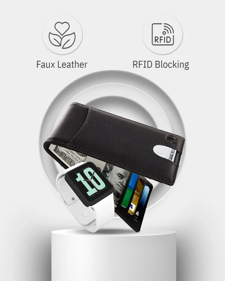 Carteras delgadas para hombres con clip para dinero billetera plegable portatarjetas RFID billeteras para hombres Foto 2 de 4