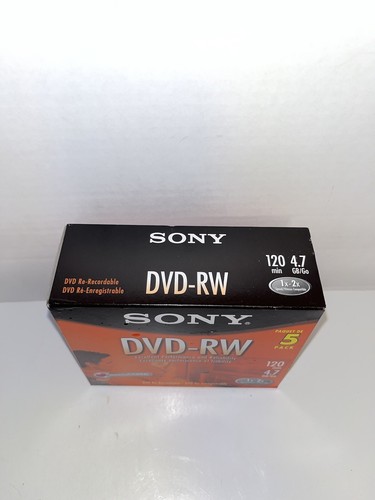 2004 Sony DVD-RW Disc 4.7GB 120 Minutes 5 Pack Brand - Picture 2 of 9