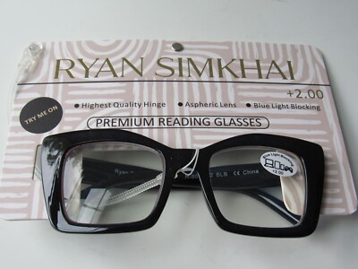 RYAN SIMKHAI Square Frame Blue Light Blocking Reading Glasses Dark Blue NEW
