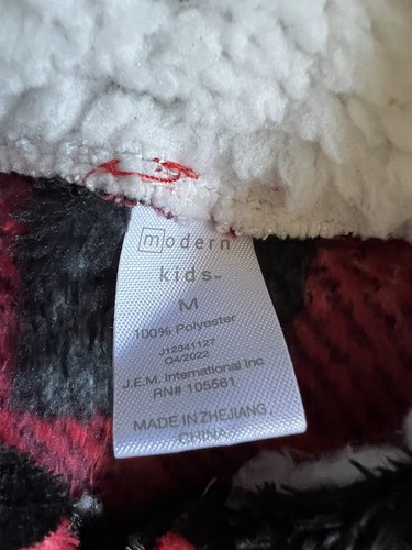 Modern Kids Bear Plaid Zip One Piece Hooded Pajamas Size M. Unisex 45”L ,14”W - Picture 6 of 6