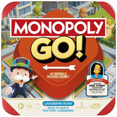 Monopoly GO! Board Game  Inspired by The Popular Mobile Board Ages 8 DAMAGED BOX
