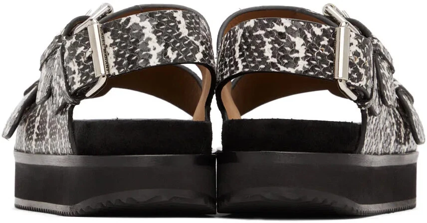 Isabel Marant Black Ophie Exotic Sandals - Black/White Snake-embossed Leather - Image 4 of 4