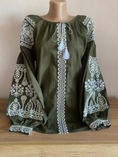 Ukrainian  Embroidered Women's Blouse, Size L linen, Ukraine