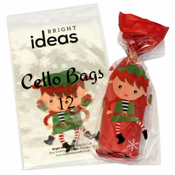 cake-factory Christmas Cellophane Cello Party Bags WIth Silver Design