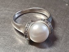 Vintage ring sterling silver 925 Size 9 Weight 6.65 g. Pearl.