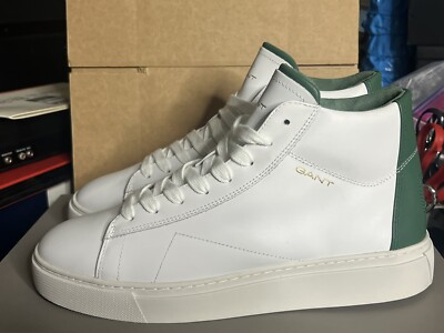 Gant Footwear Men Mc Julien Mid Boot G247 White Green Leather Sneakers Hi Tops