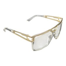 Unbranded Gold Clear Rectangular Stylish Glasses Frames Aviator Style