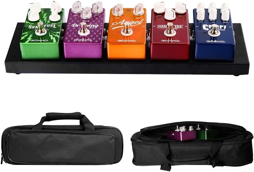GOKKO Small Guitar Pedal Board 15.7 x 4.9 inch Pedalboard with Carrying