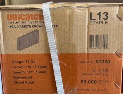 UNICATCH L08/9012/L13 1/2" GALV. STAPLES FOR SENCO,DEWALT & PORTER CABLE 12 Boxes/Case