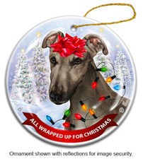 All Wrapped Up Ornament - Grey Greyhound