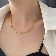 Collana donna in acciaio inox placcato oro cubi 2 strati catenina