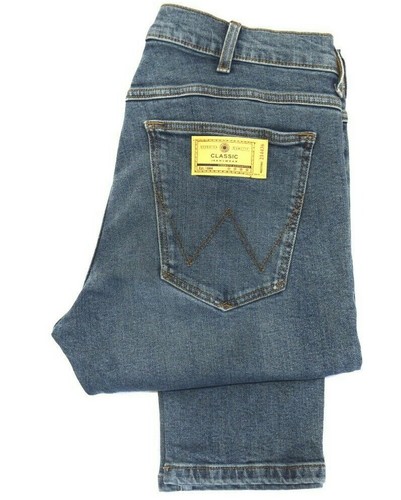 Pantalones de mezclilla Wrangler para hombre Arizona elásticos ajustados 'Green neblina' SEGUNDOS WA45 - Imagen 3 de 9