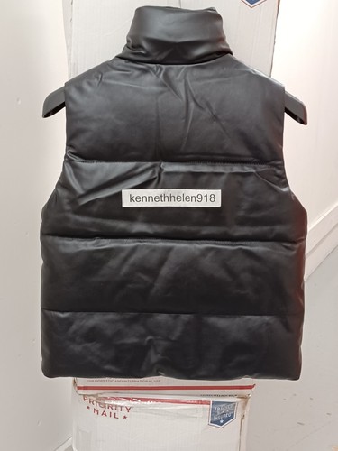 HOLLISTER FAUX LEATHER PUFFER VEST JACKET BLACK WOMENS SIZE MEDIUM - Picture 3 of 12