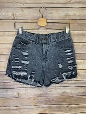 Vintage Pasta Destroyed Denim Shorts Size 11 High Waisted Boho Hippie Festival