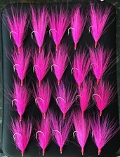 20 5/0 PINK/FLASH bucktail teaser hooks for Fluke
