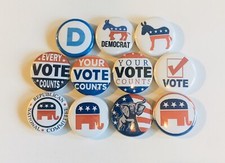 Vote button pins. Lot of 25. 1" inch buttons. Democratic Republican Party. A
