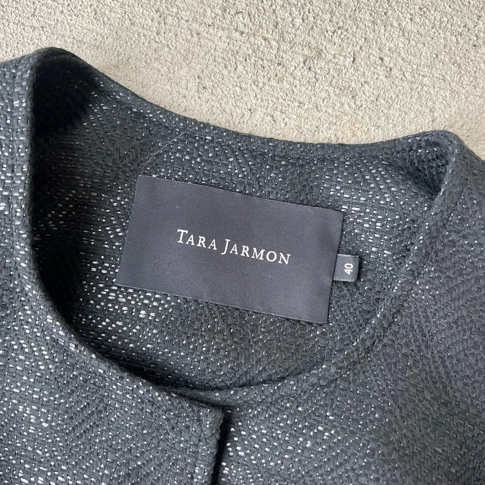 Chaqueta Blazer Tara Jarmon Mujer Negra Mezcla Algodón Hecha en Francia 40/8 Foto 2 de 4