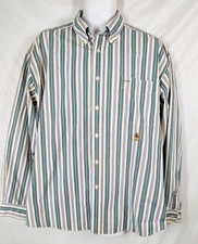 Tommy Hilfiger Shirt XL Striped Green Yellow Blue Long Sleeve Button Down 90's