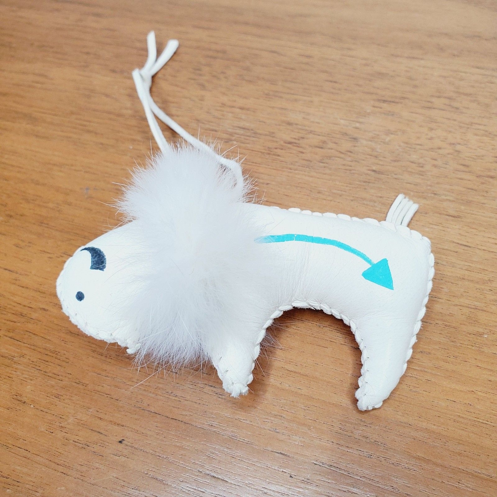 Handmade Leather Fur Bison Hanging Tree Ornament Native Art White Buffalo