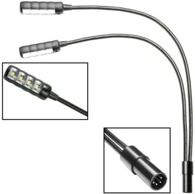 ADAM HALL Ultrahelle 2-Arm LED XLR 4 pol Schwanenhals Mischpult Lampe DJ Flexi Mini Light