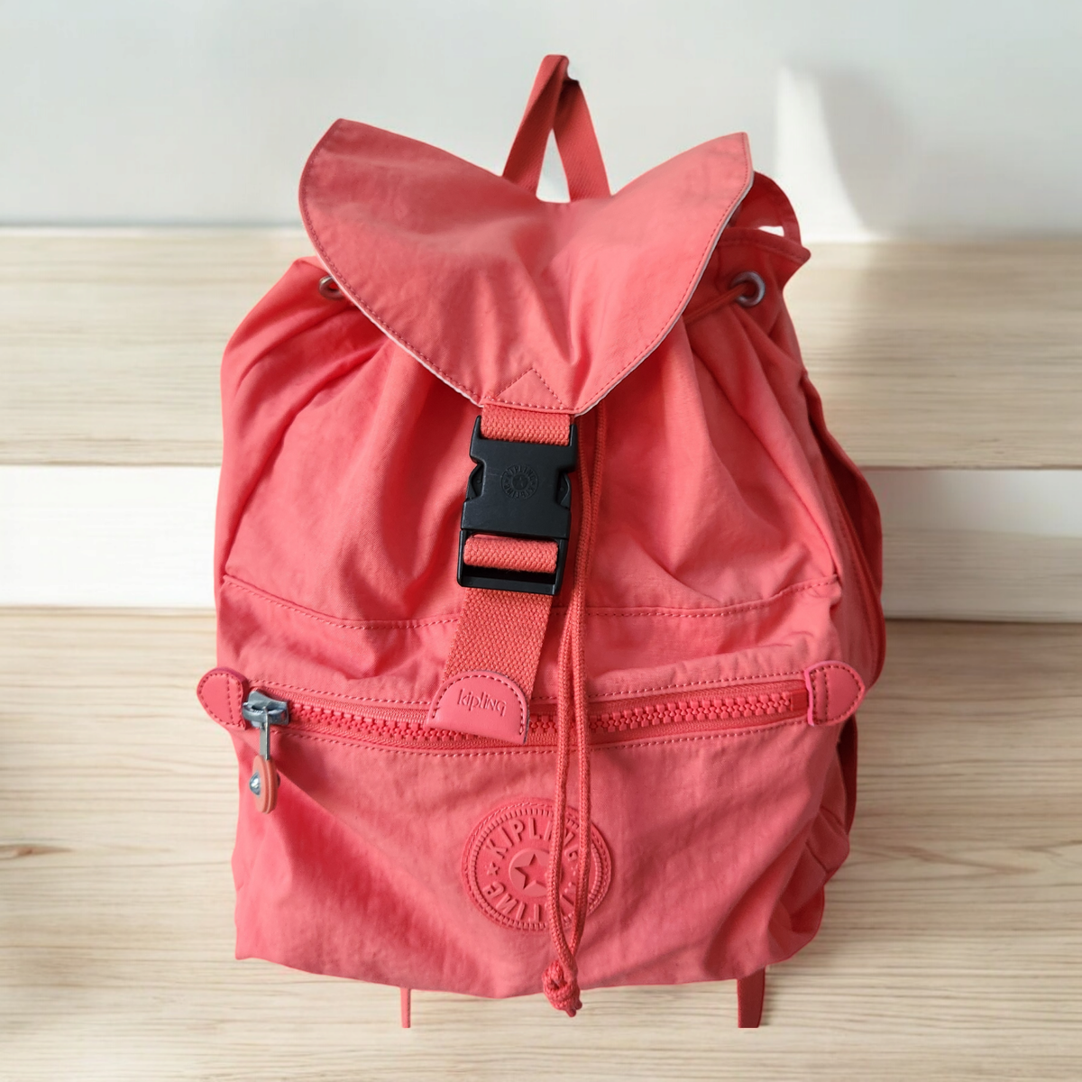 Kipling Keeper Travel Backpack Orange Papaya Tonal K10333 Ladies Multi  Pockets