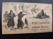 Danbury CT Samuel Myer Clothier Victorian Trade Card Seal Hunt