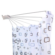 Hershii Foldable Shower Curtain Rod Rail Hanger Corner Fan-Shaped Stainless Stee