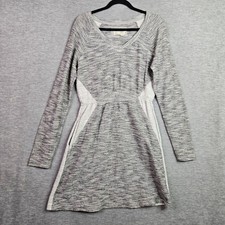 Saturday Sunday Anthropologie Gray Marled Cotton Sweater Dress V-Neck Pockets M