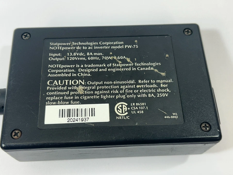 Statpower DC to AC Inverter Model PW-75 Car NotePower inverter - Image 4 of 4