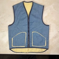 Vintage Denim Sherpa Lined Vest Unisex Soft Denim Vest Trucker M-L
