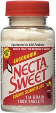 Saccharin Tablets, 1/4 Grain, 1000 Tablet Bottle Pack of 4