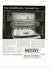 1938 P R Mallory Welding Electrodes Car Assembly Line Welding Vintage Print Ad