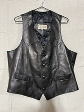 EUC VTG Continental Leather Fashion Black Biker Style 3 Pocket Vest Size 42