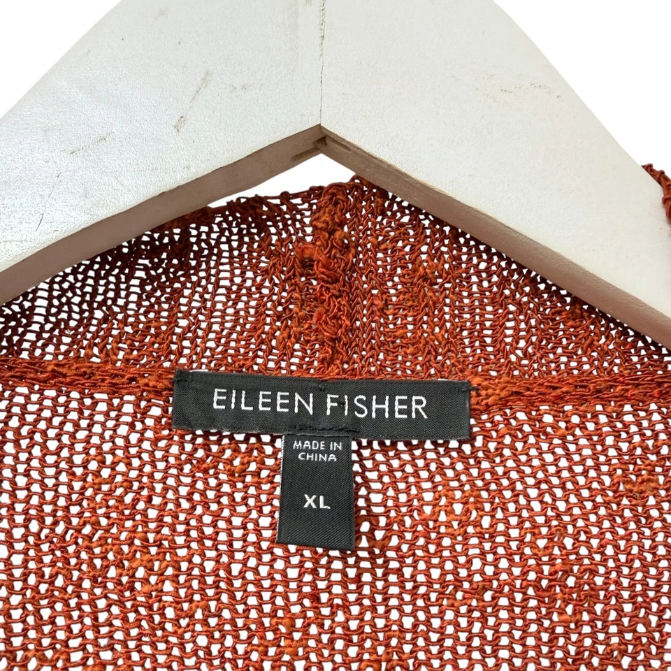 Chaqueta Cárdigan EILEEN FISHER Talla XL Mezcla de Lino Tejido Óxido Mujer Suéter Abierto Foto 4 de 4