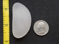 GENUINE BEACH SEA GLASS SURF TUMBLED WHITE CLEAR BOTTOM PART FROSTED PENDANT V03