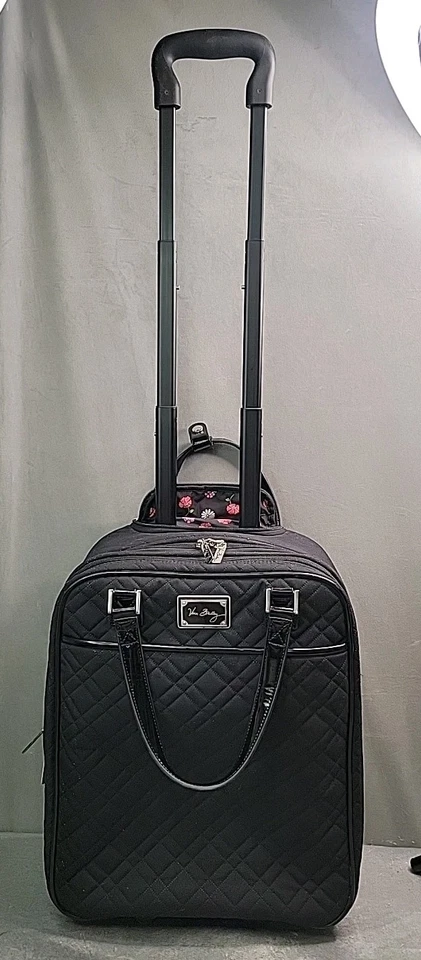 Vera Bradley Classic Black Quilted Roller Suitcase Luggage Carry On 19" - EUC! - Image 3 of 4