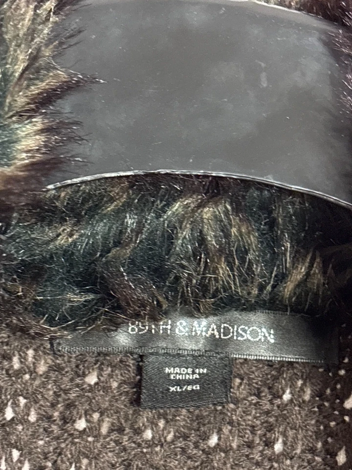 89th & Madison XL Chaleco Sin Mangas Marrón Piel Sin Mangas Frente Abierto Ligero Tejido Bac Foto 3 de 4