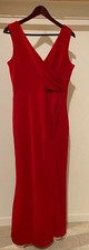 WOOSEA Large Sleeveless V Neck Split Evening Cocktail Long Dress Red