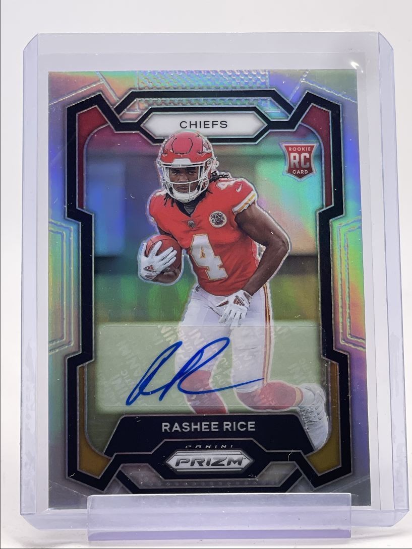 RASHEE RICE 2023 PANINI PRIZM ROOKIE AUTOGRAPH SILVER #350 RC AUTO Q1217