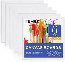 Canvas Boards for Painting 8X8, 6 Pack Canvases for Painting Primed Acid Free Bl